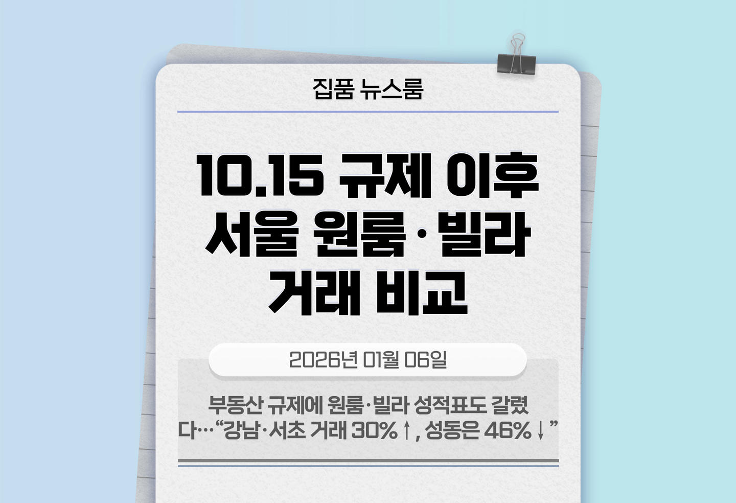 부동산 규제에 원룸·빌라 성적표도 갈렸다…“강남·서초 거래 30%↑, 성동은 46%↓” thumbnail